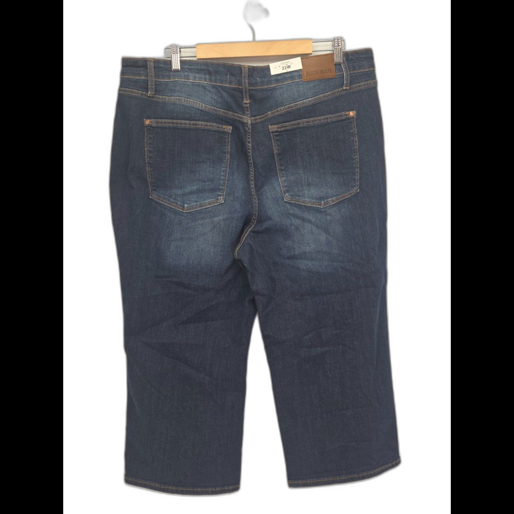 New Judy Blue Jeans Womens 22W Plus Tummy Control Mid Rise Wide Leg Crop - Picture 2 of 3
